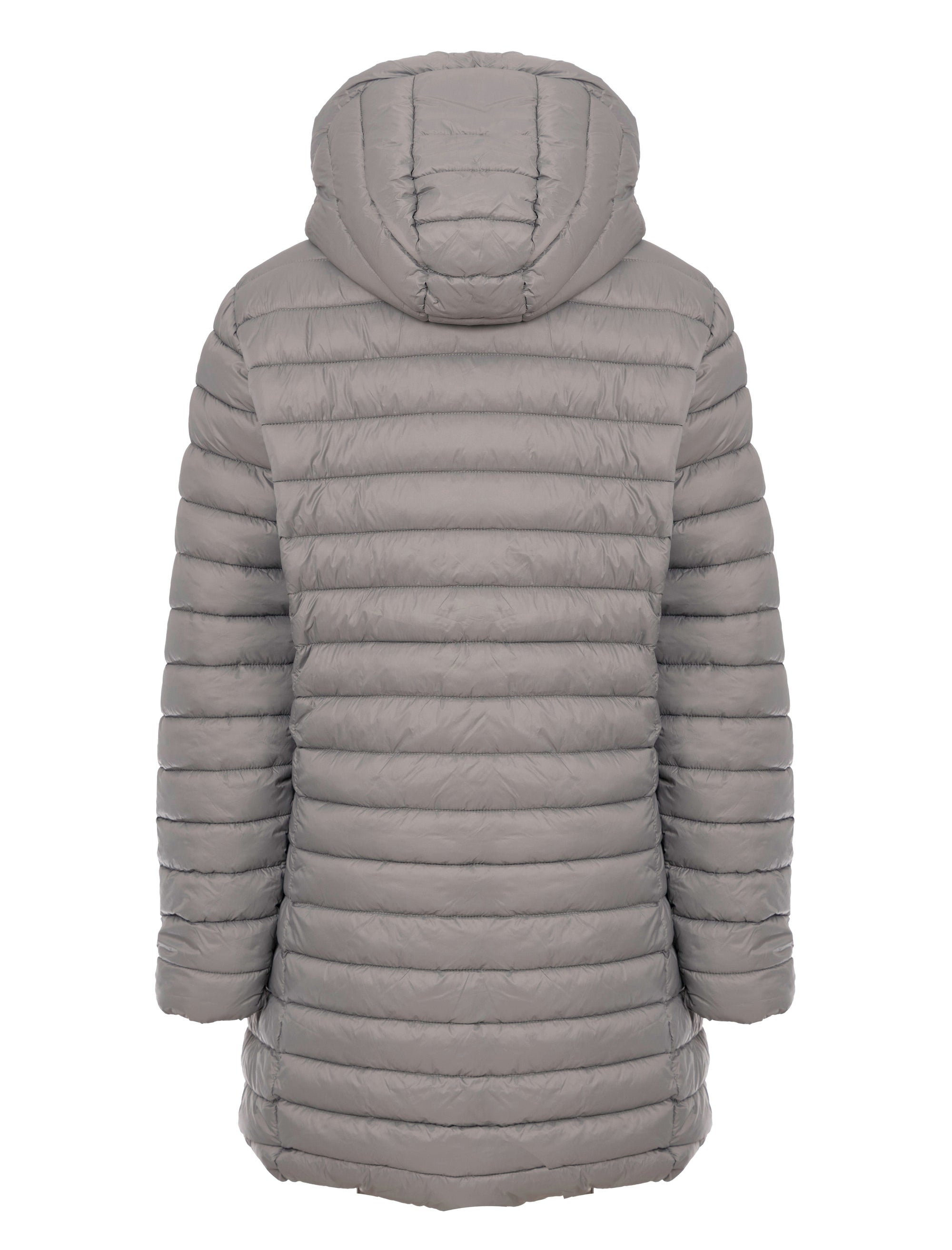 GREY HOODED LIGHTWEIGHT QUILT PUFFER JACKET