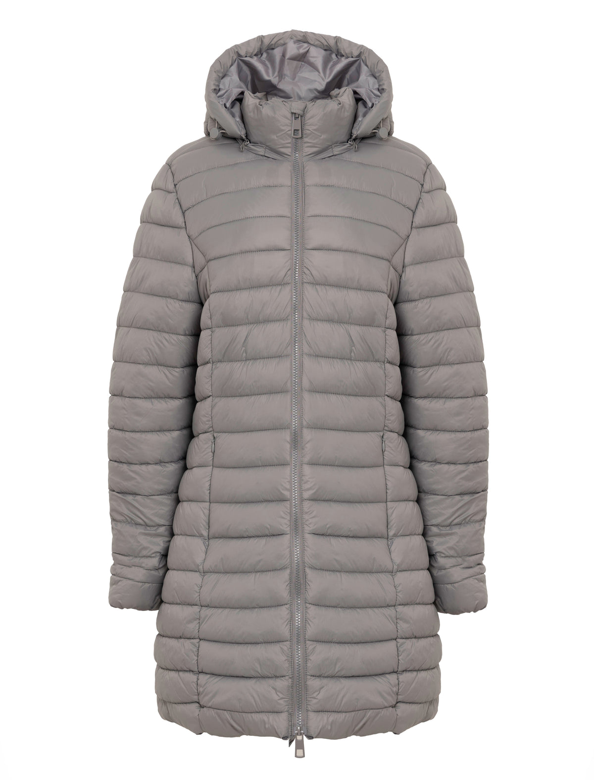 GREY HOODED LIGHTWEIGHT QUILT PUFFER JACKET