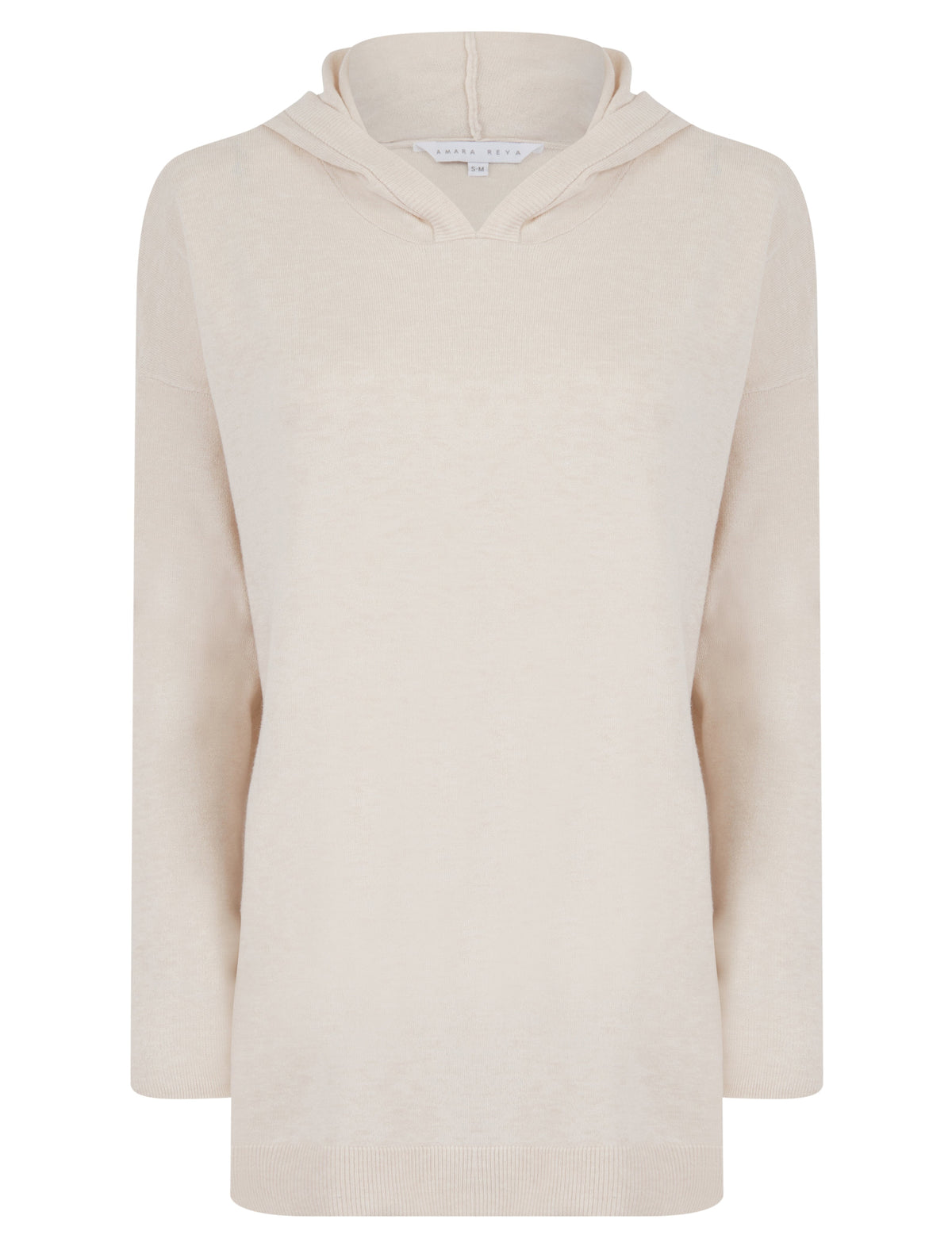 BEIGE HOODED TWO POCKET KNITTED LOUNGEWEAR SET