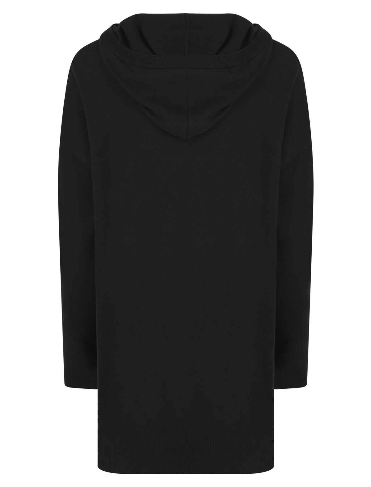 BLACK HOODED TWO POCKET KNITTED LOUNGEWEAR SET