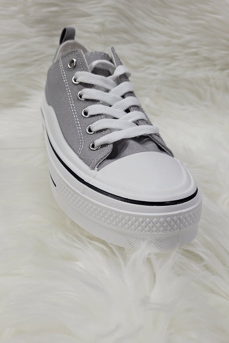 GREY LOW TOP LACE UP TRAINER