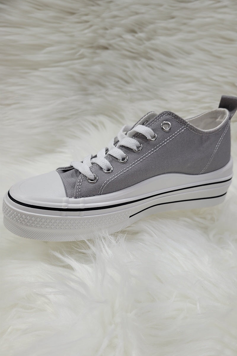 GREY LOW TOP LACE UP TRAINER