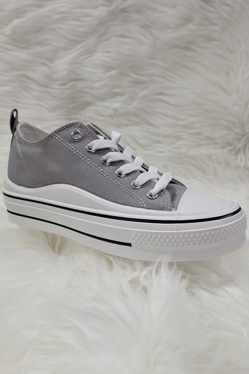 GREY LOW TOP LACE UP TRAINER