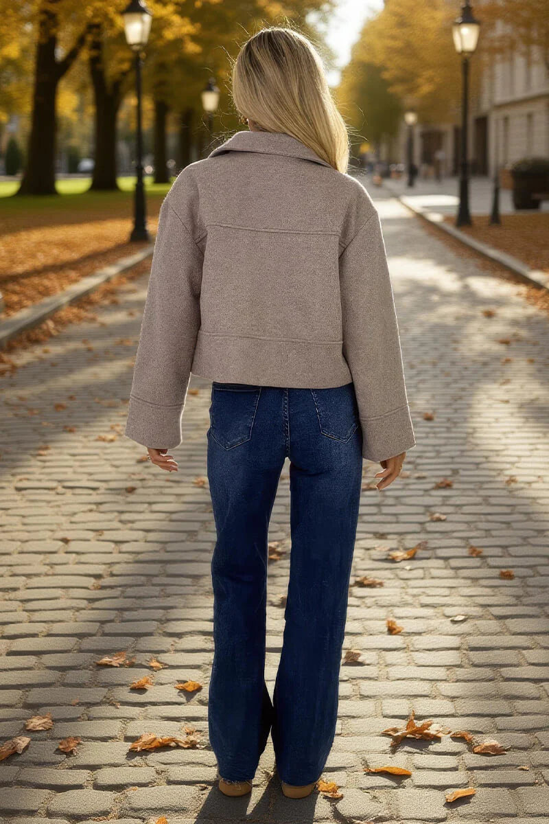 AX PARIS MOCHA MARL BUTTON FRONT COLLARED JACKET