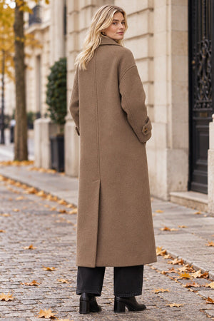 TAUPE DOUBLE BREASTED LONG COAT