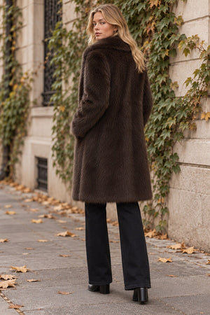 CHOCOLATE FAUX FUR LONG COAT