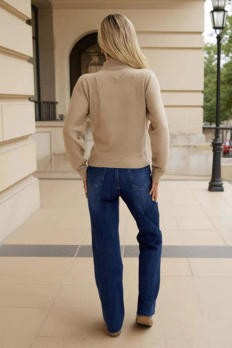 AX PARIS OATMEAL 2 IN 1 TIE FRONT JUMPER CARDIGAN