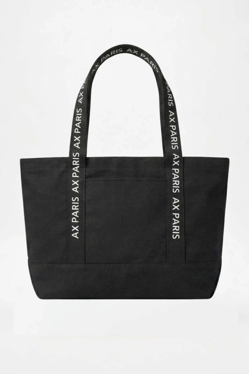 BLACK AX PARIS LOGO CANVAS TOTE BAG