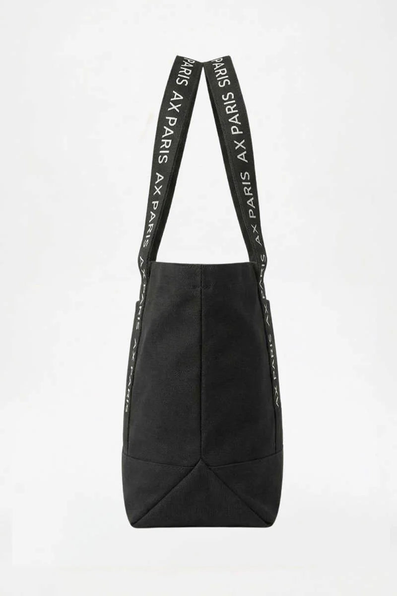 BLACK AX PARIS LOGO CANVAS TOTE BAG