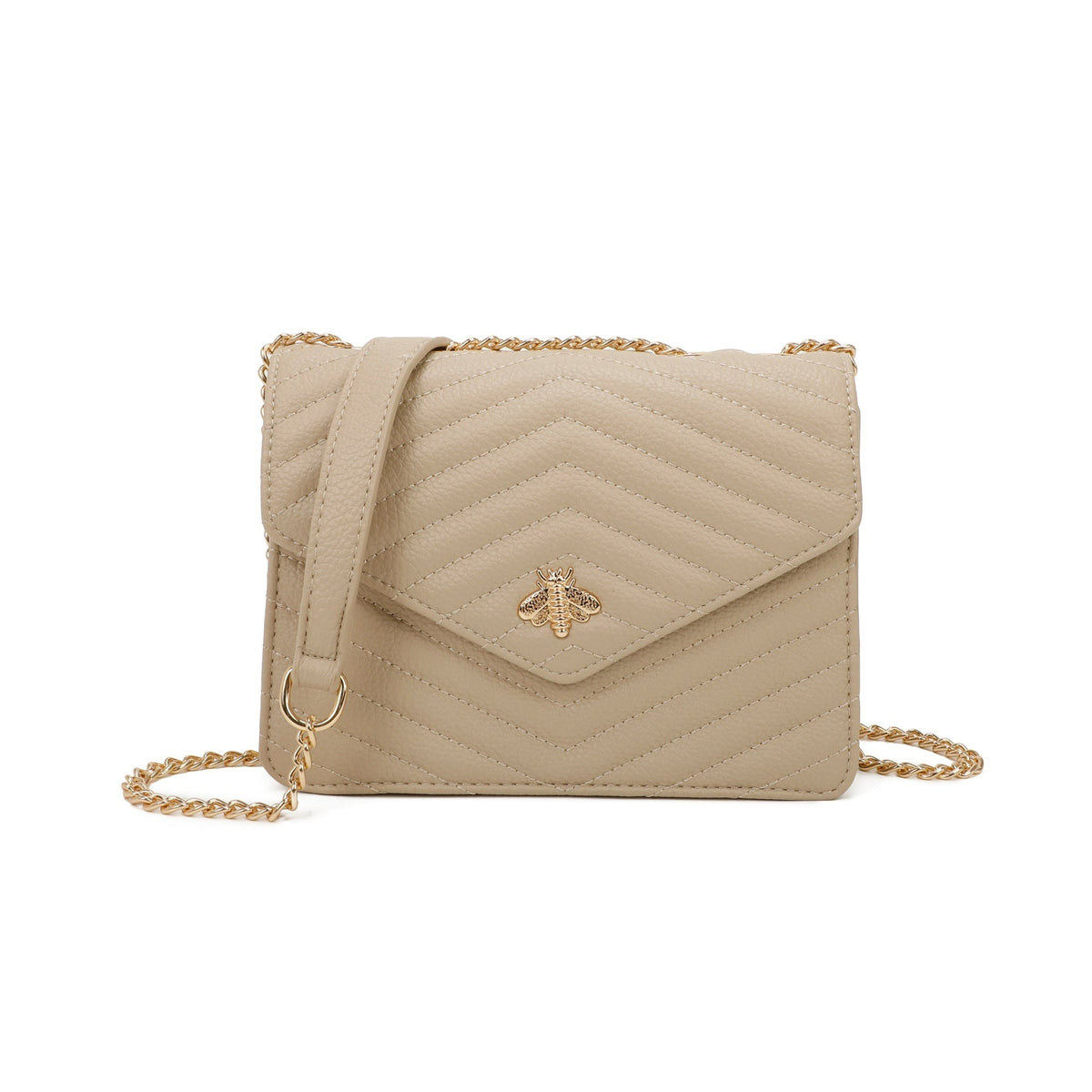 BEIGE BEE LOGO QUILTED CROSS BODY BAG
