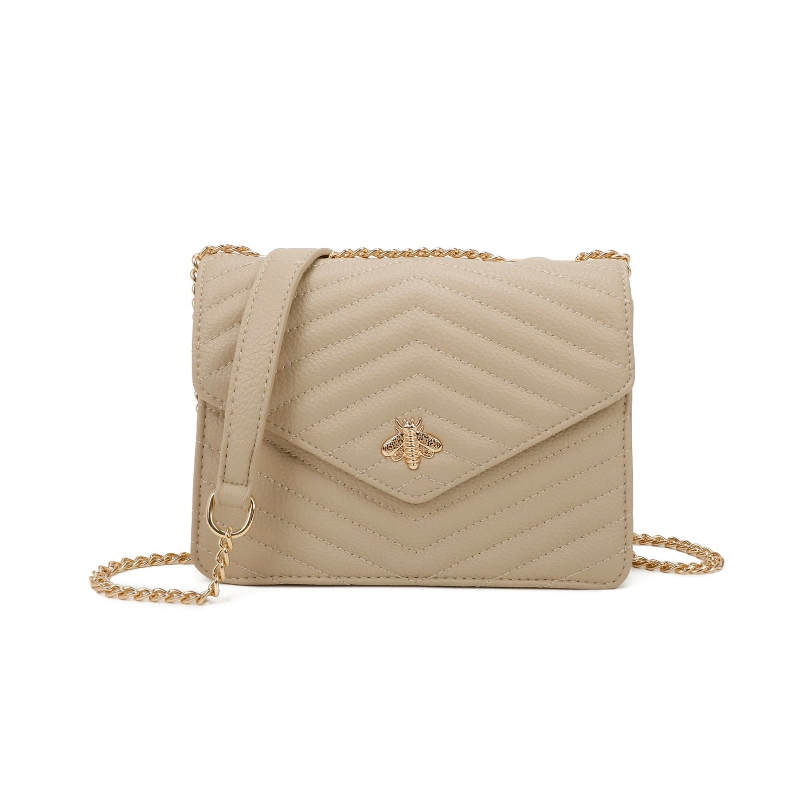 BEIGE BEE LOGO QUILTED CROSS BODY BAG