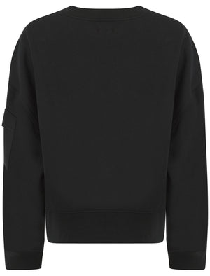 BLACK COMBAT POCKET CROPPED SWEATSHIRT