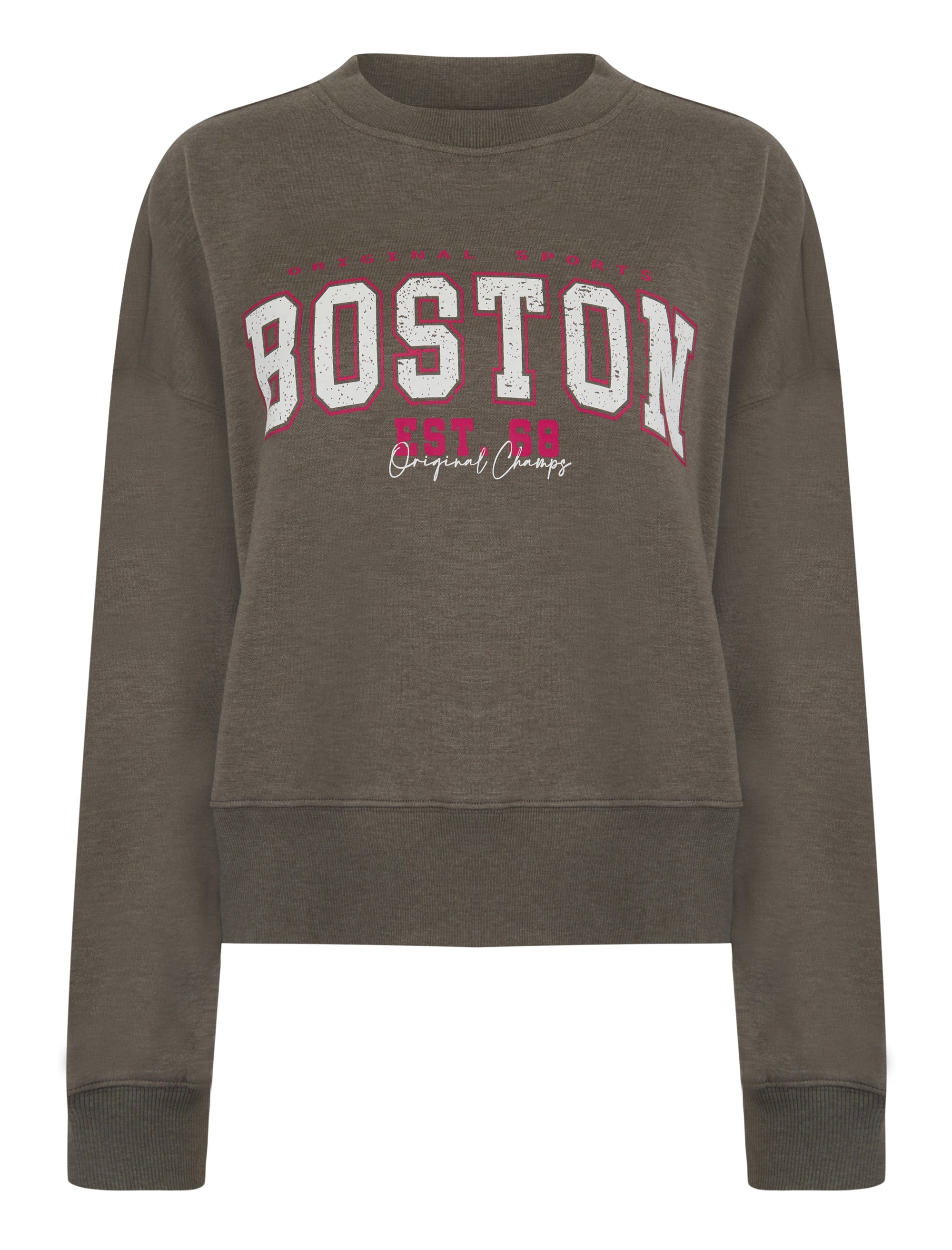 CHARCOAL BOSTON LOGO CROPPED SWEATSHIRT