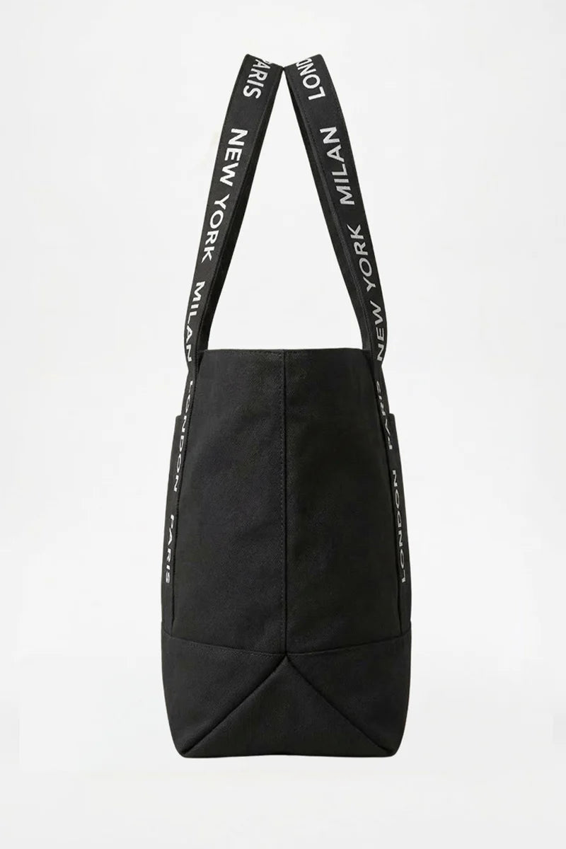 BLACK CITIES LOGO CANVAS TOTE BAG