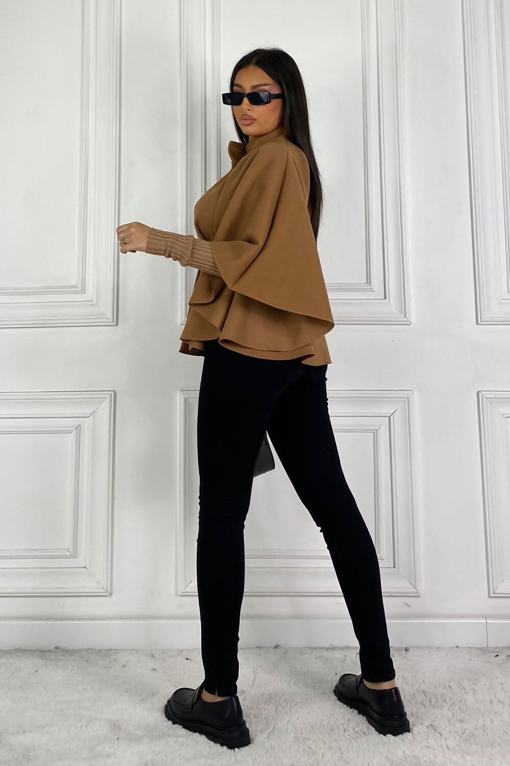 CAMEL BELTED CAPE COAT
