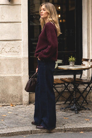 FIG CREW NECK WAFFLE KNITTED JUMPER