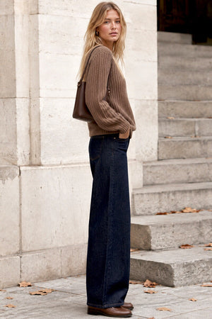 MINK CREW NECK WAFFLE KNITTED JUMPER