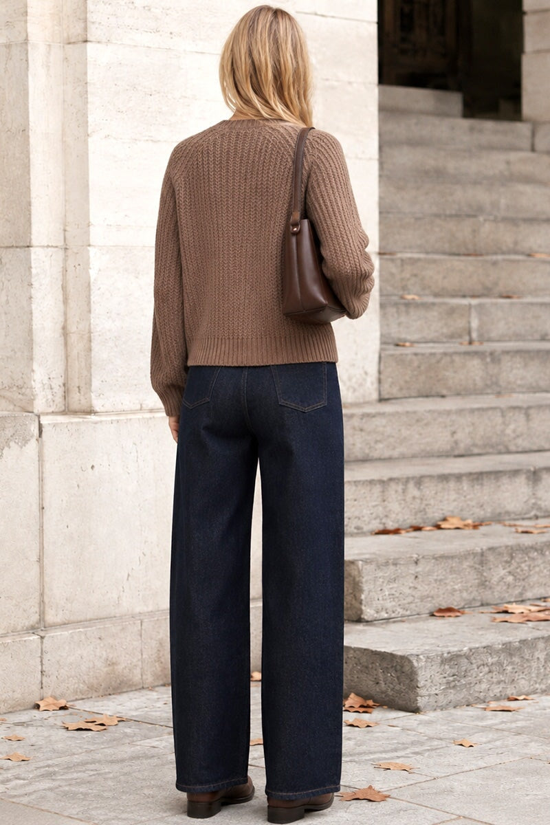 MINK CREW NECK WAFFLE KNITTED JUMPER
