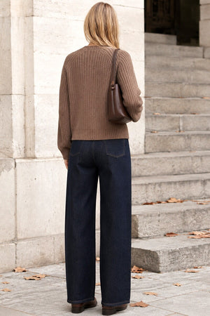 MINK CREW NECK WAFFLE KNITTED JUMPER