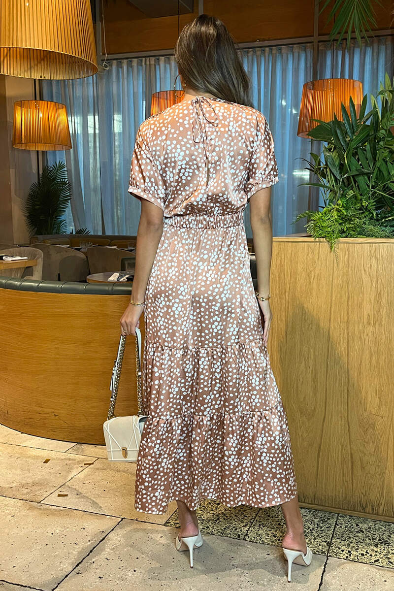 AX PARIS MOCHA PRINT TWIST FRONT MIDI DRESS AX PARIS MOCHA PRINT TWIST FRONT MIDI DRESS