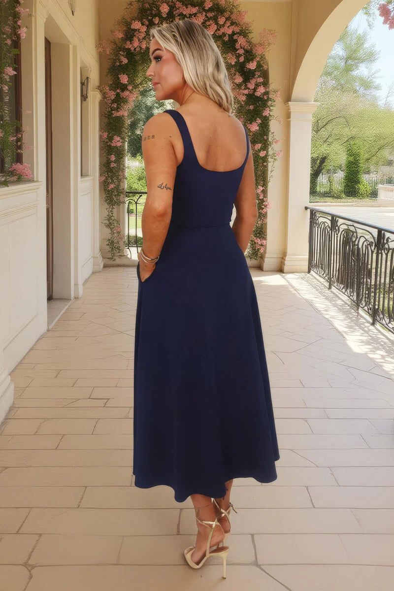 navy square neck midi dress Navy Metallic Sparkle And Sequin Square Neck Bodycon Midi Dress