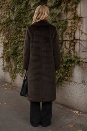 CHOCOLATE FAUX FUR LONG COAT