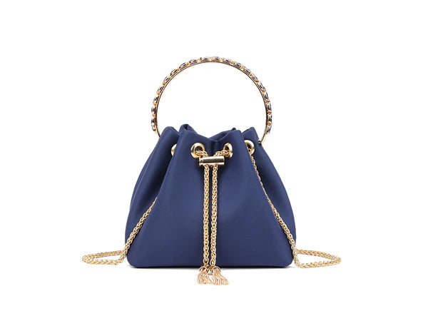 NAVY DIAMANTE CRYSTAL HANDLE BAG