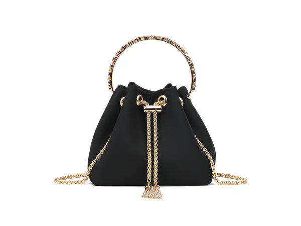 BLACK DIAMANTE CRYSTAL HANDLE BAG