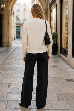 CREAM TWO POCKET BUTTON WAFFLE KNIT CARDIGAN
