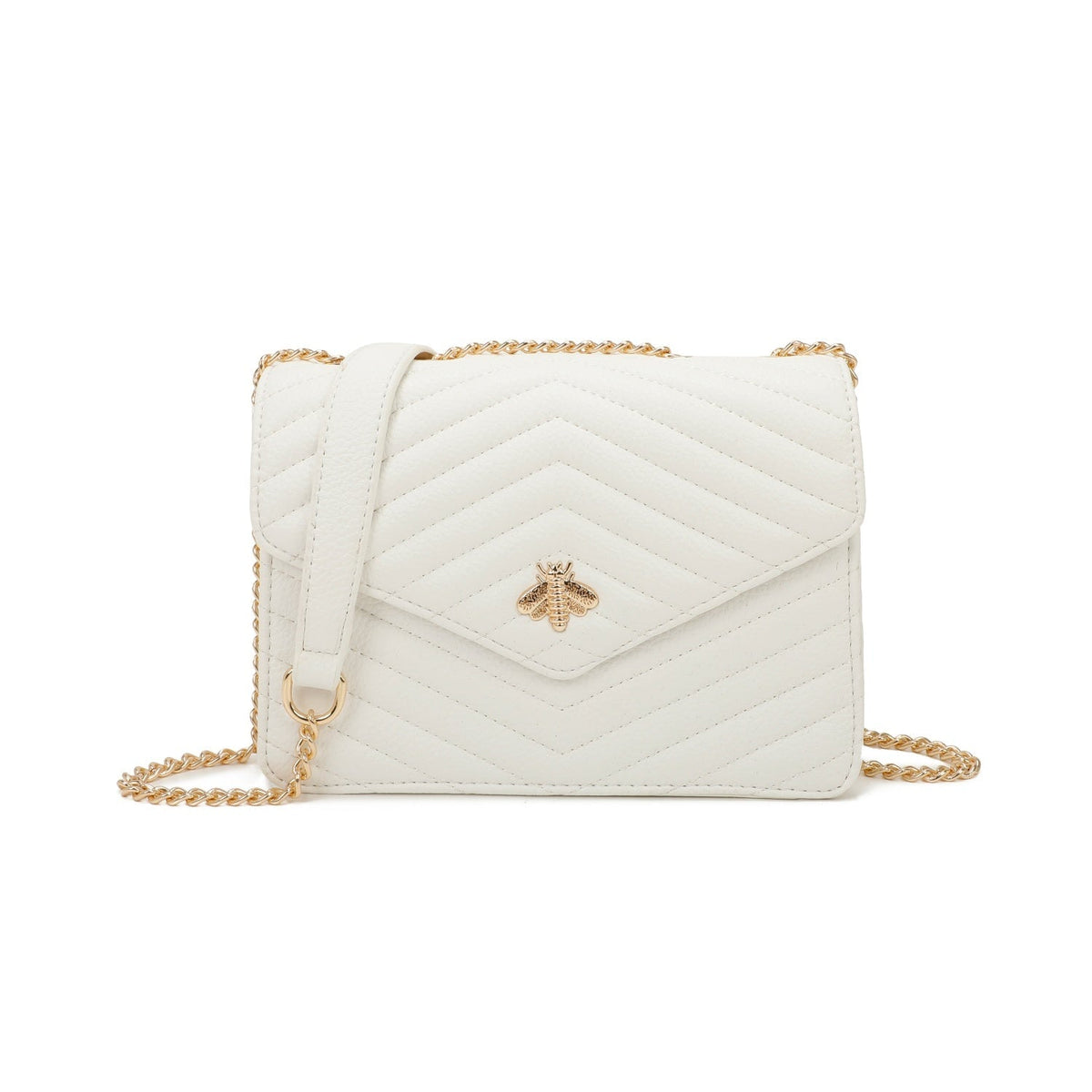 WHITE BEE LOGO QUILTED CROSS BODY BAG