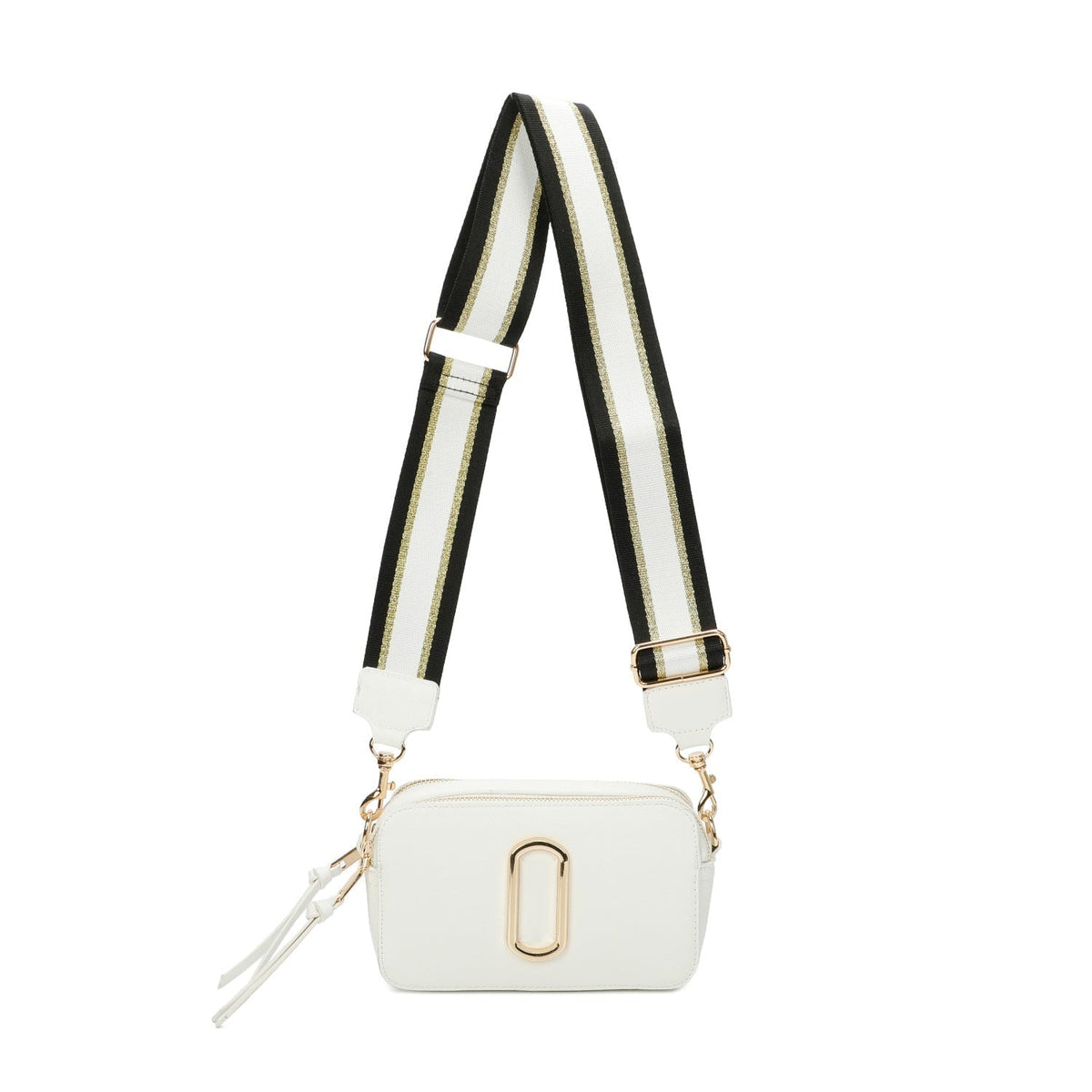 WHITE GOLD LOGO CROSS BODY BAG