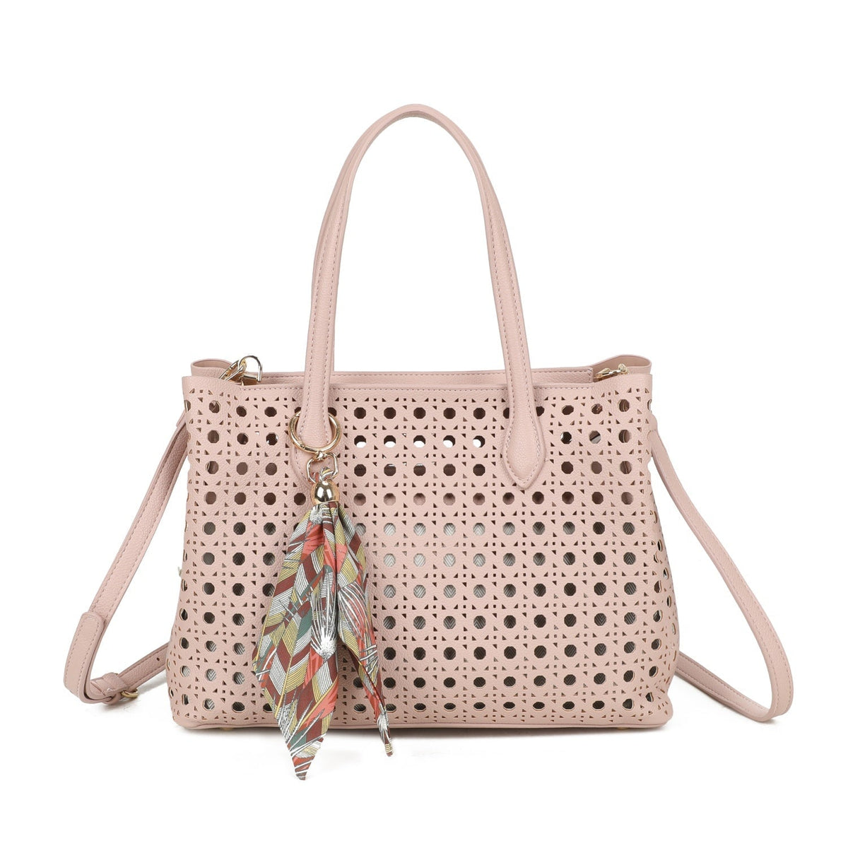 PINK LASERCUT FAUX LEATHER GRAB BAG