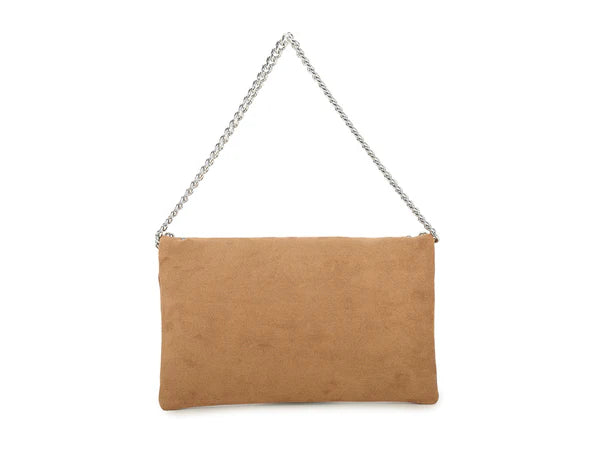 BROWN FAUX SUEDE STUD CROSS BODY BAG