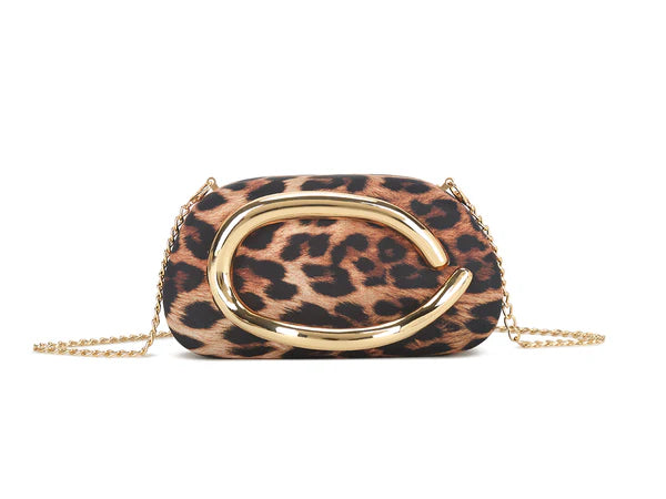 LEOPARD GOLD CLASP BOX BAG