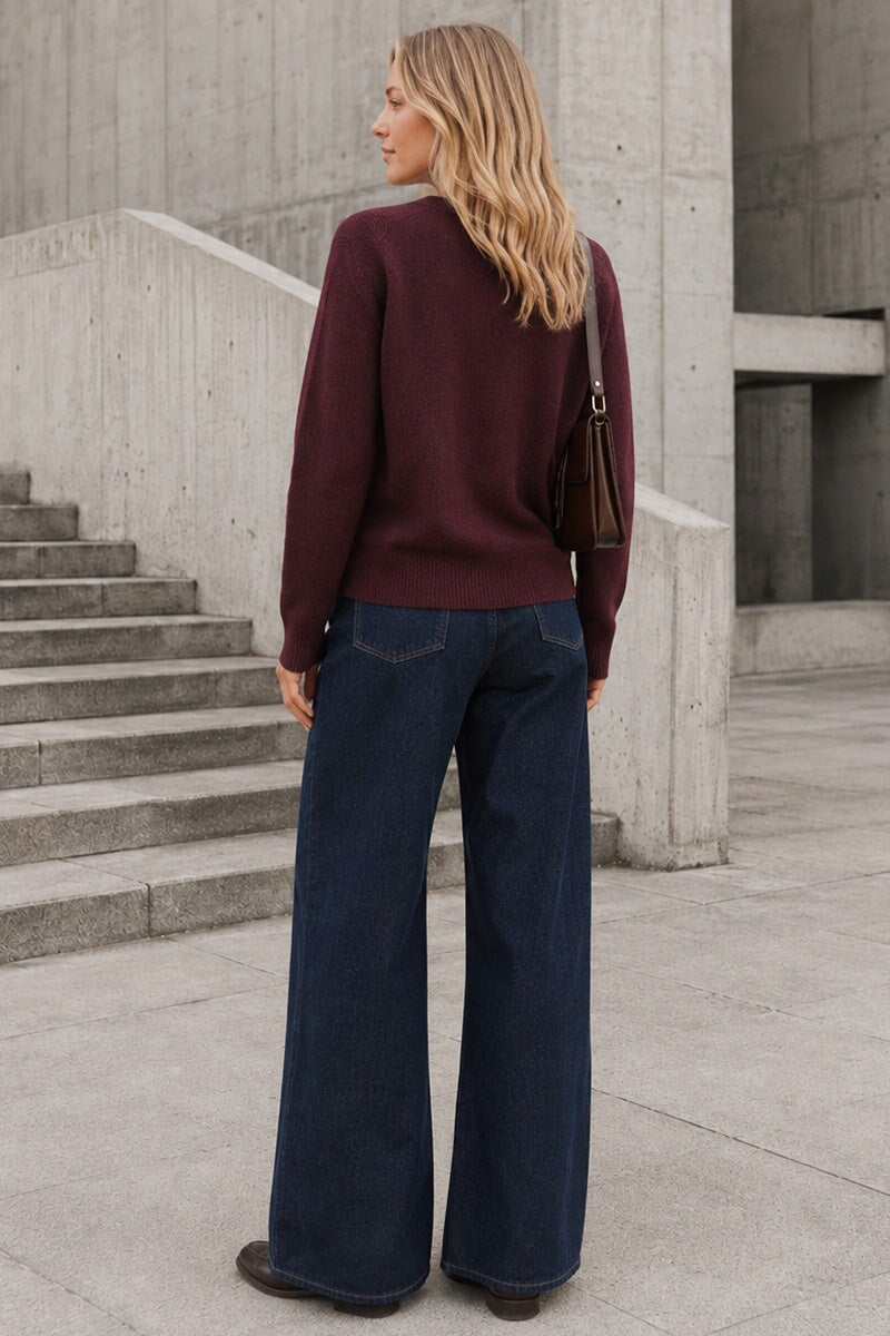 FIG TWO POCKET BUTTON KNIT CARDIGAN