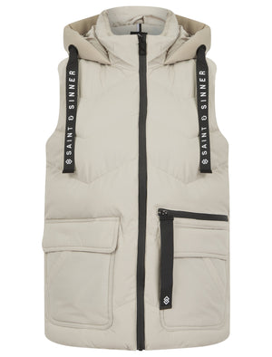 OYSTER QUILTED PADDED HOODED PUFFER GILET
