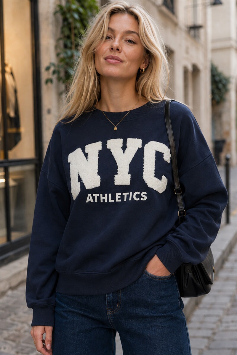 NAVY NYC LOGO OVERSIZED SWEATSHIRT