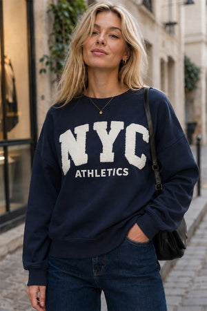 NAVY NYC LOGO OVERSIZED SWEATSHIRT
