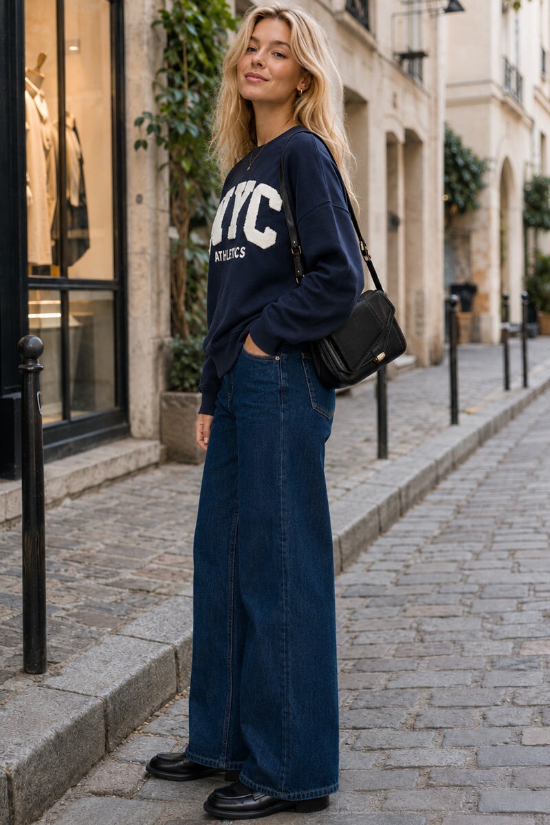 NAVY NYC LOGO OVERSIZED SWEATSHIRT