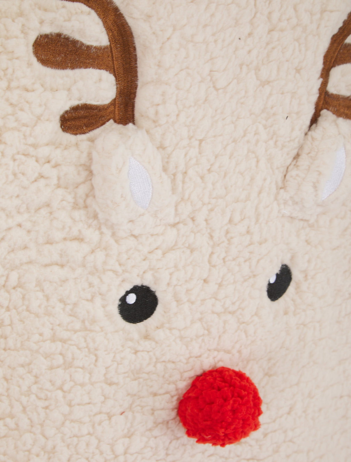 CREAM TEDDY OVERSIZED REINDEER SNUGGLE HOODIE