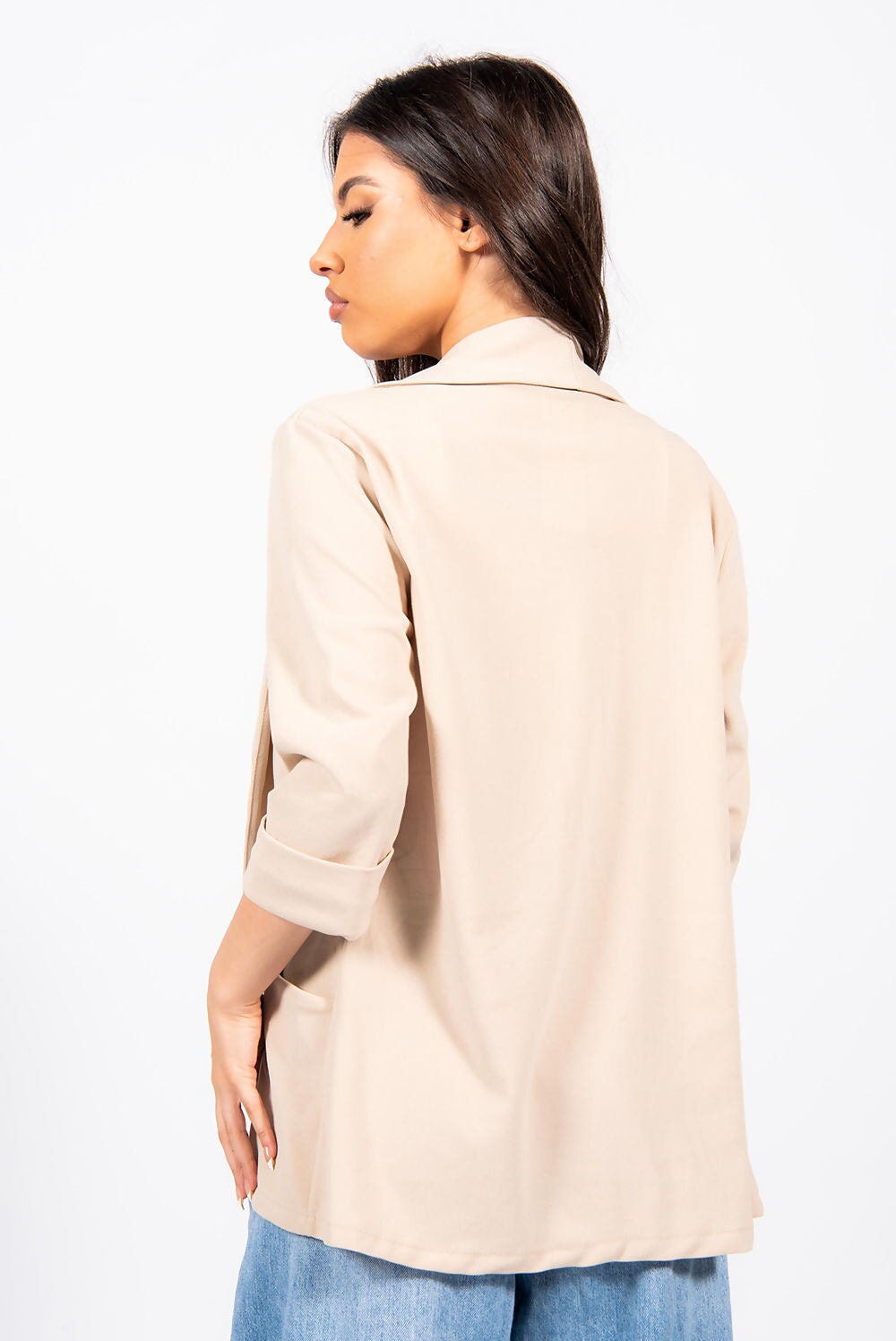 STONE ROLL SLEEVE CREPE BLAZER