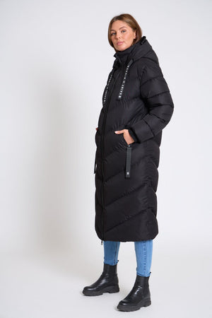 BLACK  PADDED LONGLINE JACKET