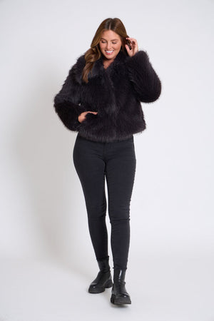 BLACK FAUX FUR JACKET