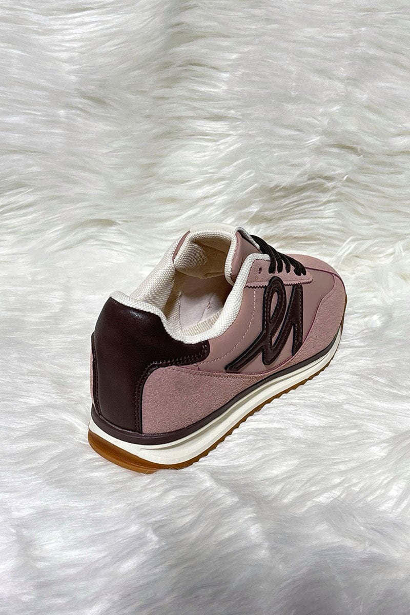 PINK LOGO LACE UP RUNNER STYLE TRAINER