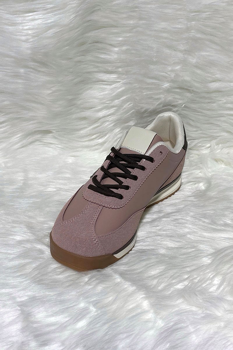 PINK LOGO LACE UP RUNNER STYLE TRAINER