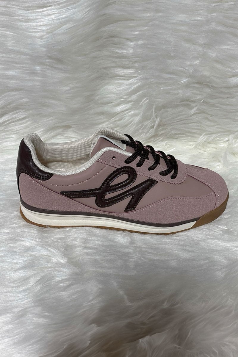 PINK LOGO LACE UP RUNNER STYLE TRAINER