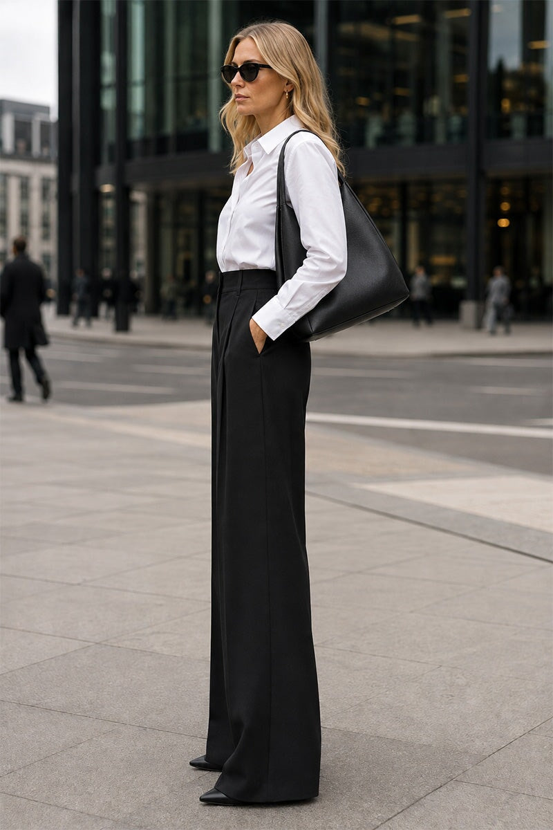 BLACK WIDE LEG TROUSER