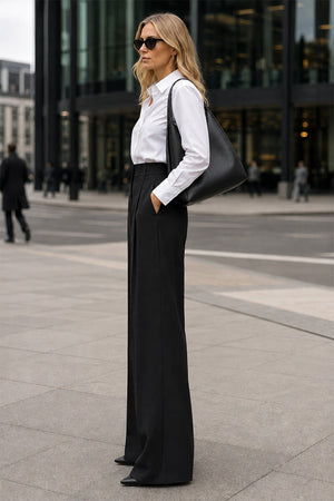 BLACK WIDE LEG TROUSER