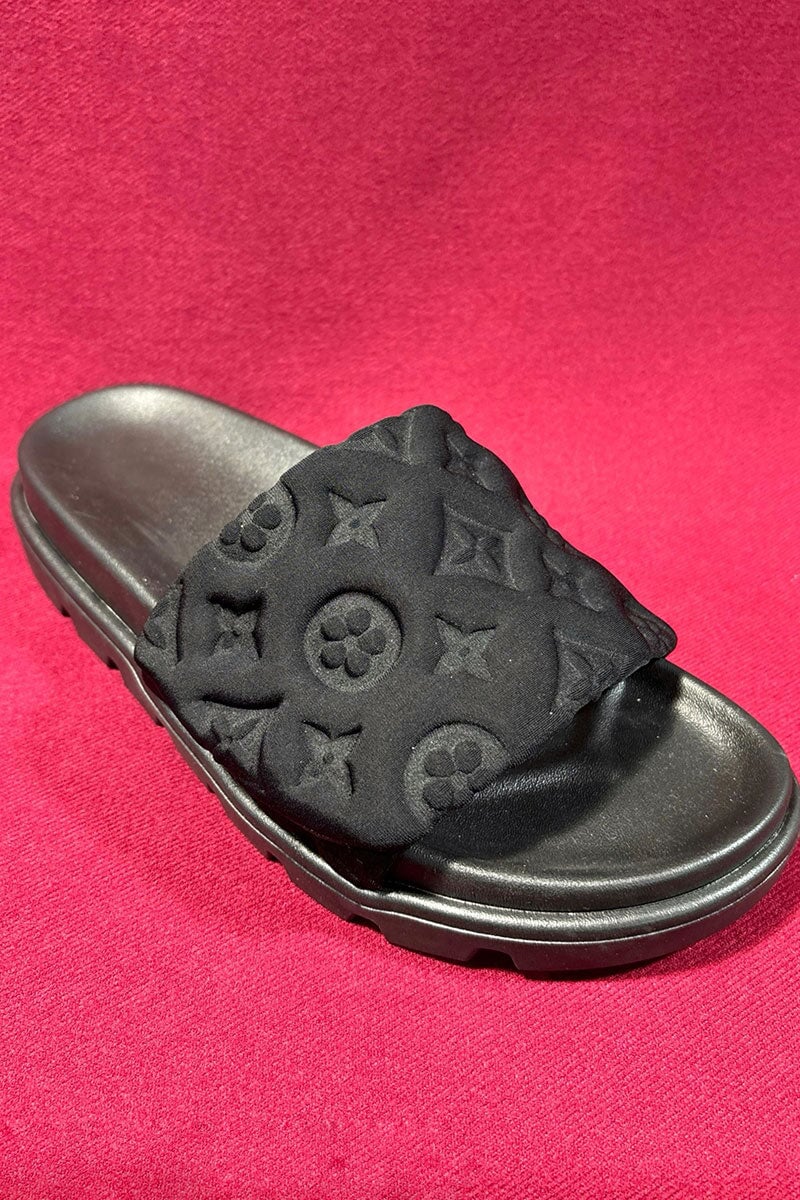 BLACK LOGO RUBBER SOLE SLIDER