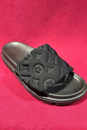BLACK LOGO RUBBER SOLE SLIDER